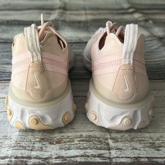 Nike Wmns React Element 55 Pink and Cream Sneakers Sz 7 - Picture 3 of 9